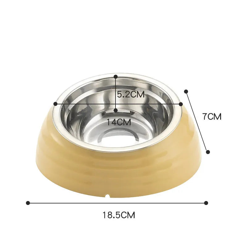 Stainless steel cat bowl with plastic base in choice of colours
