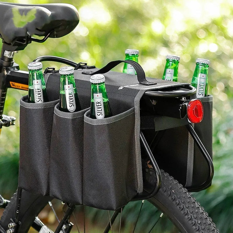 Black bicycle double-sided anti-scratch drink bottle cage bag mounted on bike frame