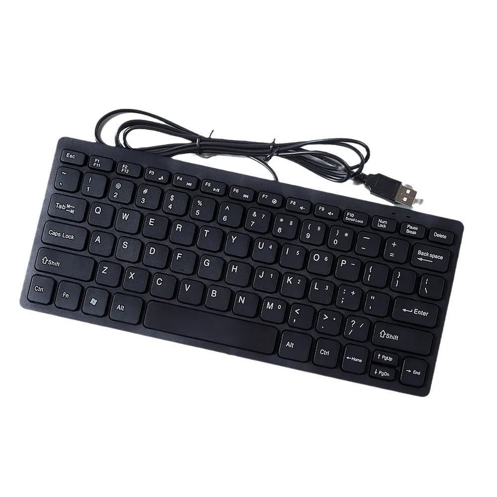 Wired USB mini keyboard in four colour options showing compact design and 1.3m cable