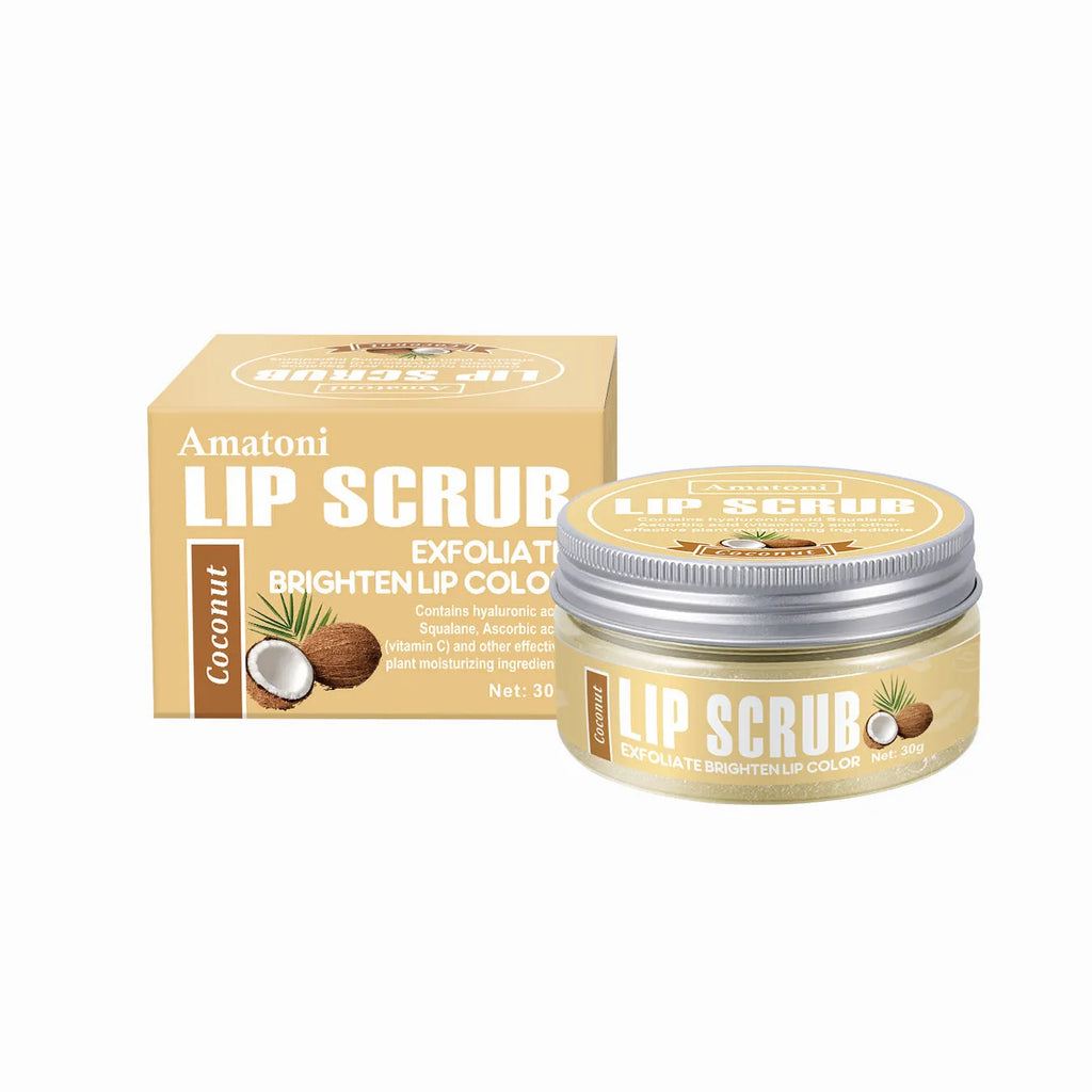 Amatoni fruit flavour lip scrub cream tube in 30g size with exfoliating and moisturising action.