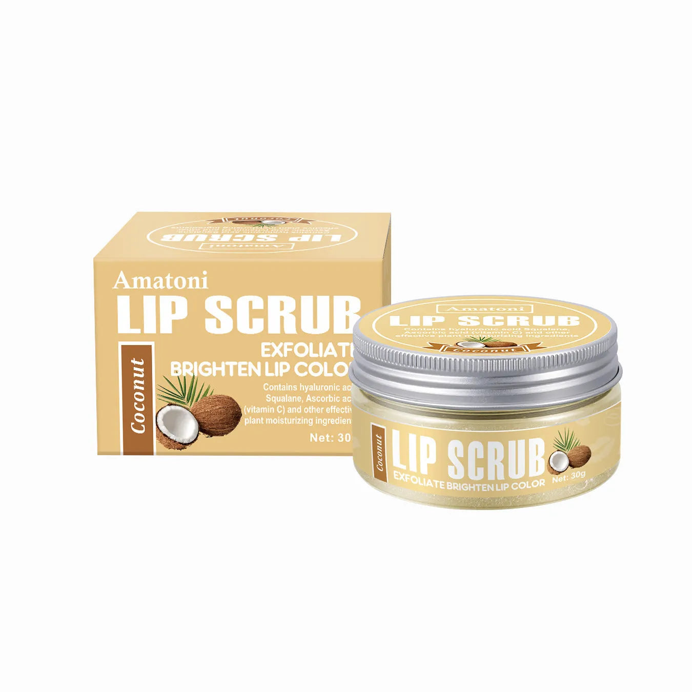Amatoni fruit flavour lip scrub cream tube in 30g size with exfoliating and moisturising action.