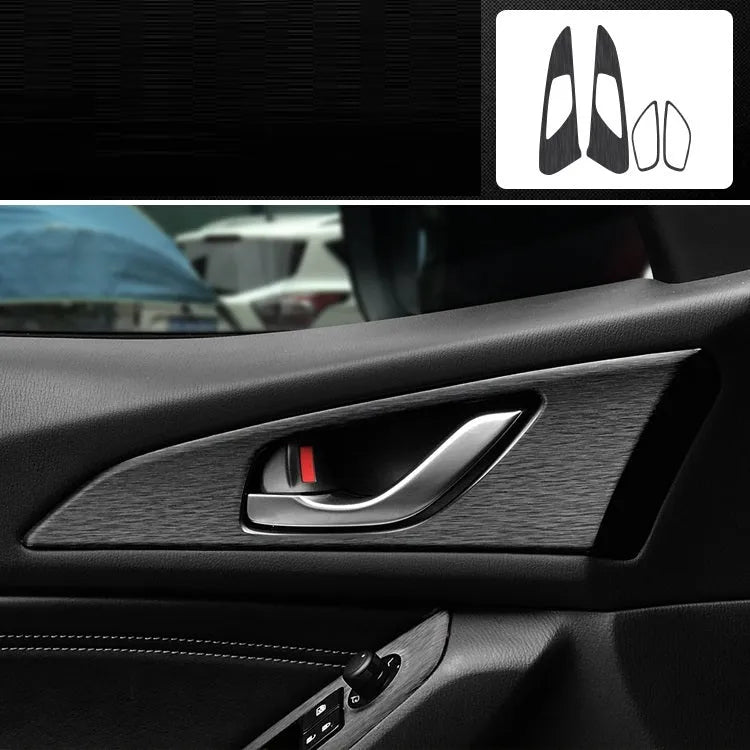 Car interior decorative film sticker kit showing centre console, instrument panel, and trim pieces