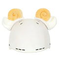 Cute cartoon plush fabric hat cover on a ski helmet for decoration.