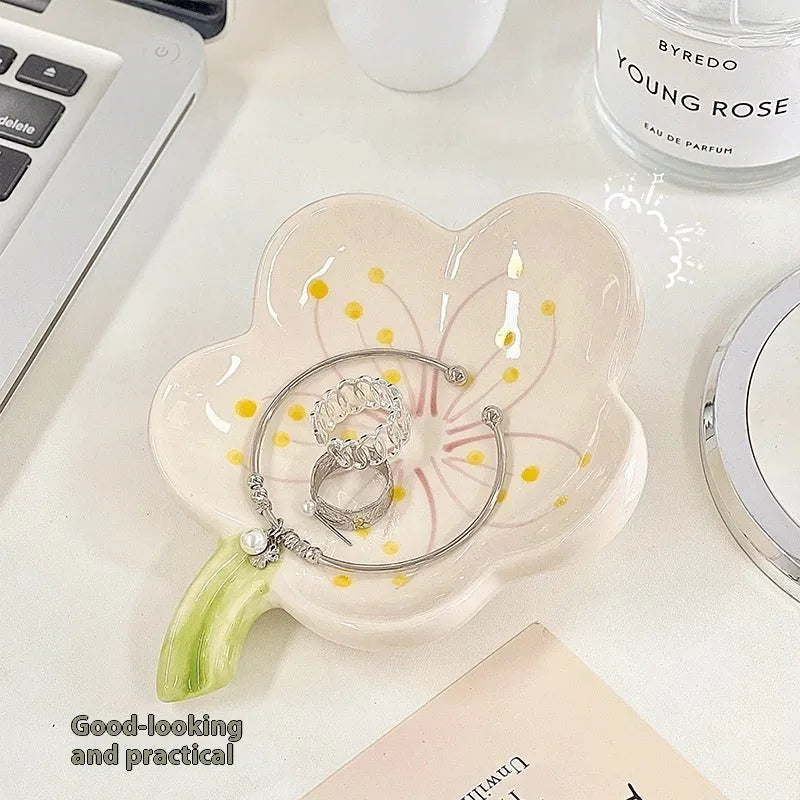 White porcelain storage tray with optional small night lamp in yellow, pink, and white colour options