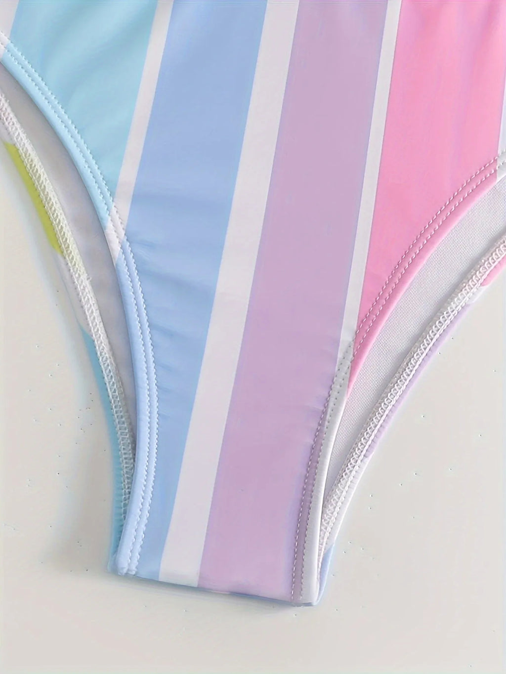 Women's striped bikini swimwear set with briefs bottoms in picture colour