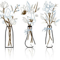 Three metal flower wall art pieces in rustic farmhouse style for bathroom decoration