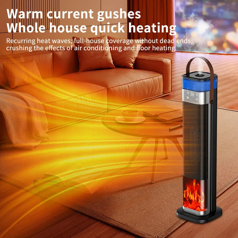 Tall vertical intelligent heater with humidification function and remote control