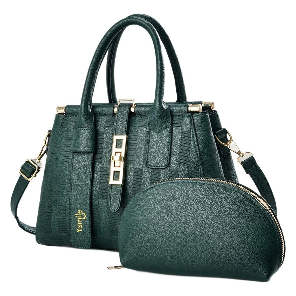 Round PU leather handbag in seven colour options with dimensions 28x13x20cm