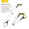 Blue plastic and aluminium alloy trash folder clip tool on a white background.