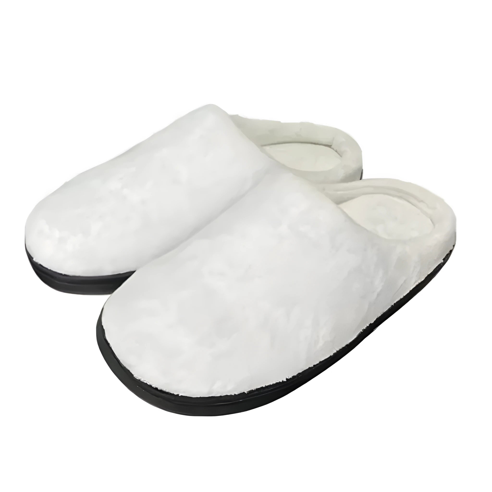 Pair of patterned cotton flannel slippers with a TPR rubber outsole for indoor wear.