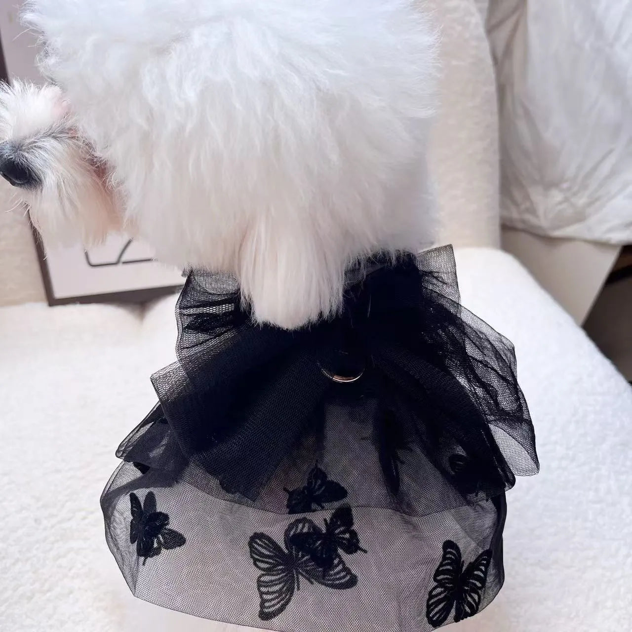 Black gauze princess tulle skirt pet clothing for dog or cat with size chart