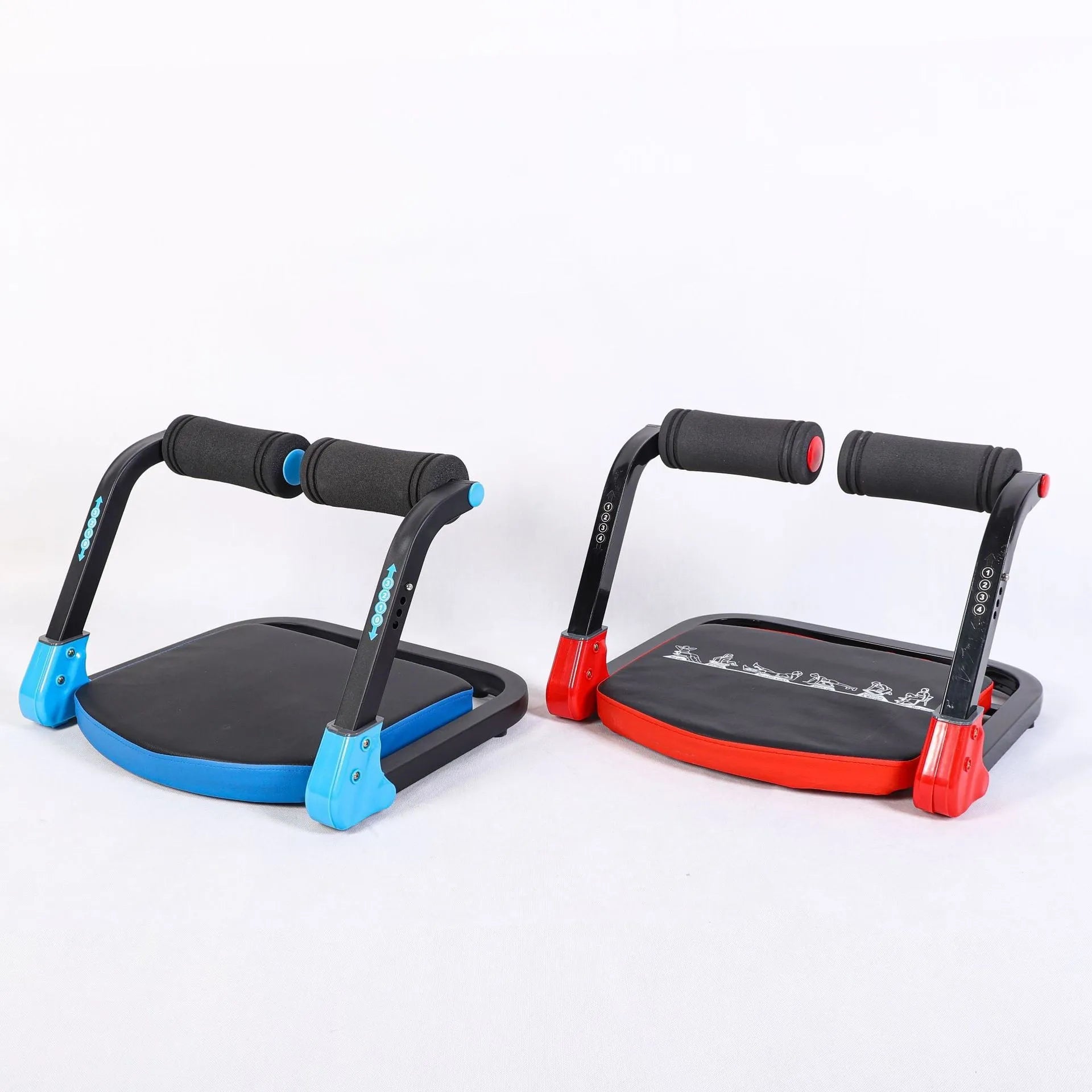 Household mini multifunctional abdominal device in sky blue and red colours for fitness training
