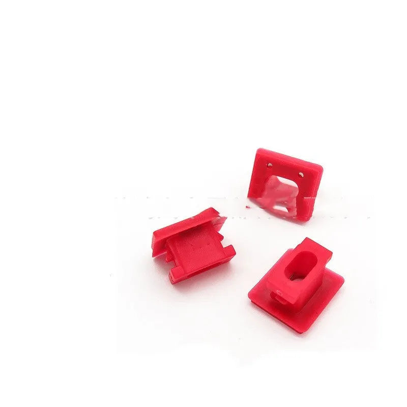 Pack of 10 black plastic snap buckle clips for BMW walnut interior door trim panel repair.