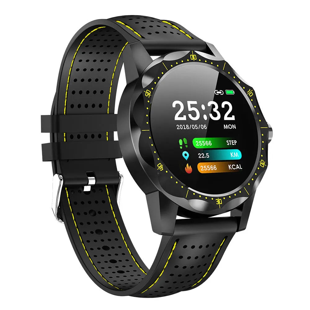 COLMI SKY1 smart watch on wrist showing heart rate and step data on 1.3 inch colour touch display