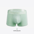Men's solid colour cotton boxer shorts in black, white, silver grey or light green.