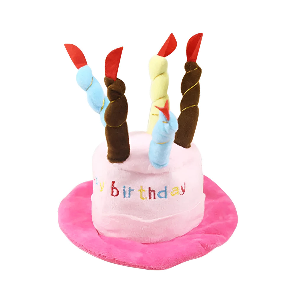 Blue soft fabric dog birthday hat for small dogs measuring 21cm