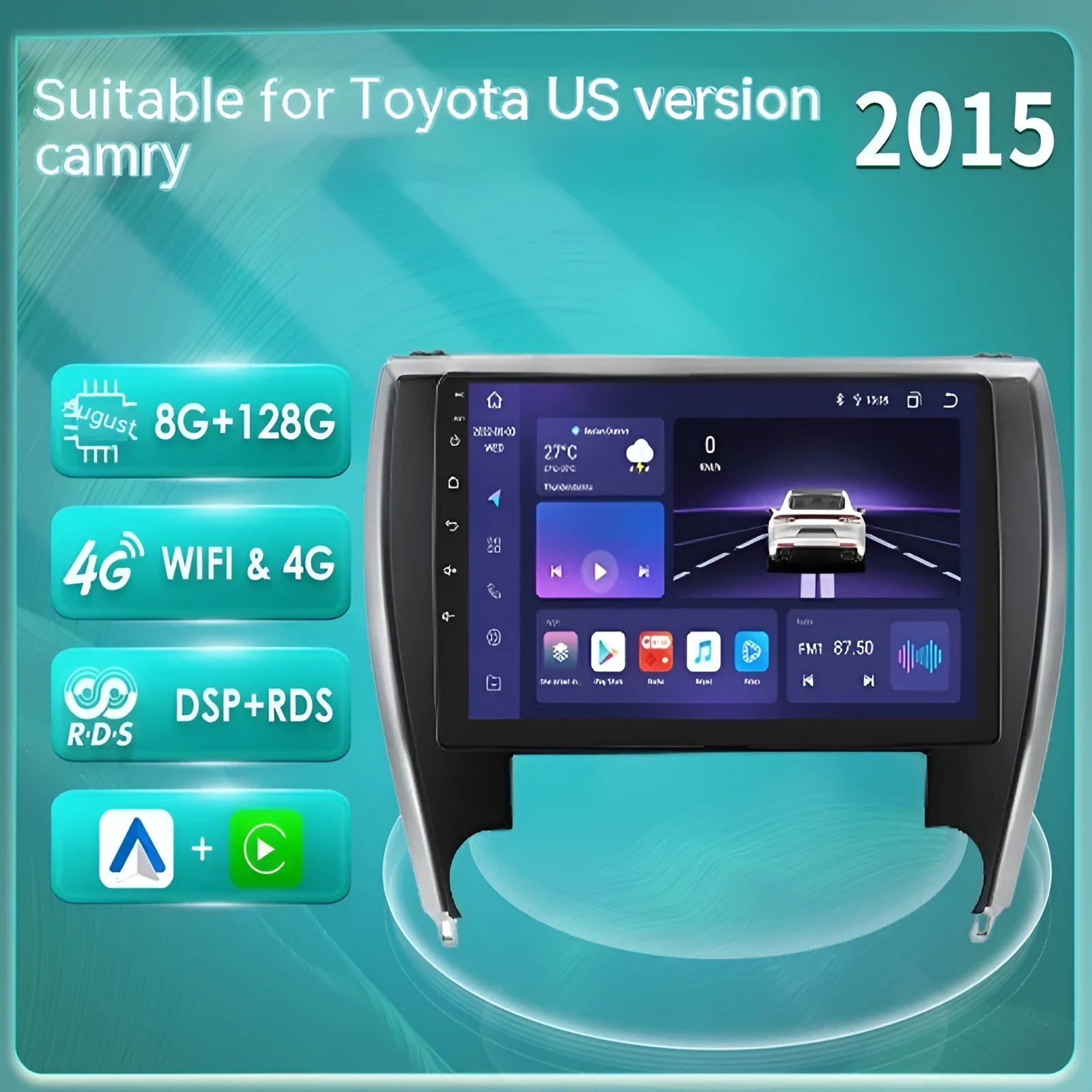 10-inch car navigation and MP5 system installed in Toyota Camry 2015 dashboard