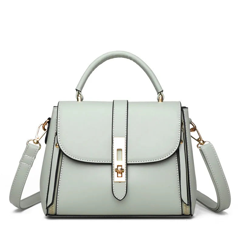 Women's soft PU leather messenger shoulder bag in square vertical design showing black, red, green and blue colour options