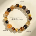 Natural yellow tower crystal string beads bracelet with 10mm Jinba large beads in unisex design