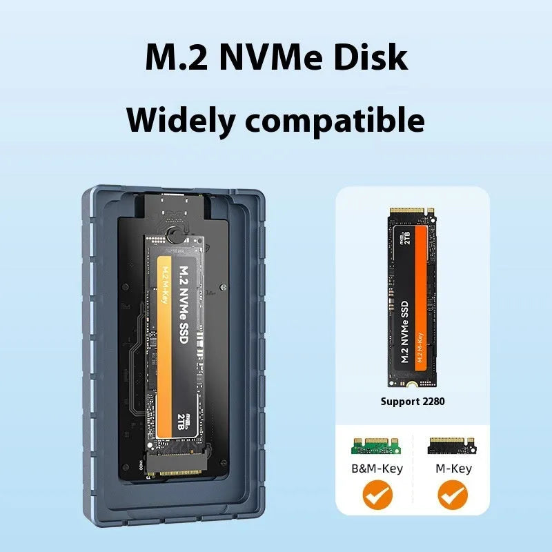 Aluminium USB4 hard disk box for M.2 NVMe SSDs with Lightning compatibility