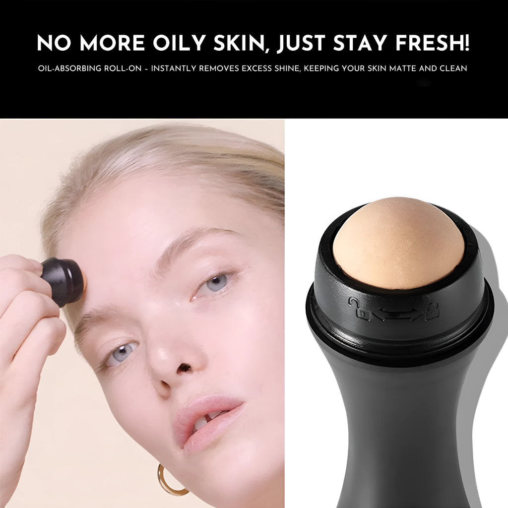 Portable mini volcanic stone roller for oily skin control in black, green, pink, or white