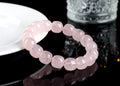 Natural bamboo crystal barrel bead bracelet with 11x12mm pink geometric beads and unisex design