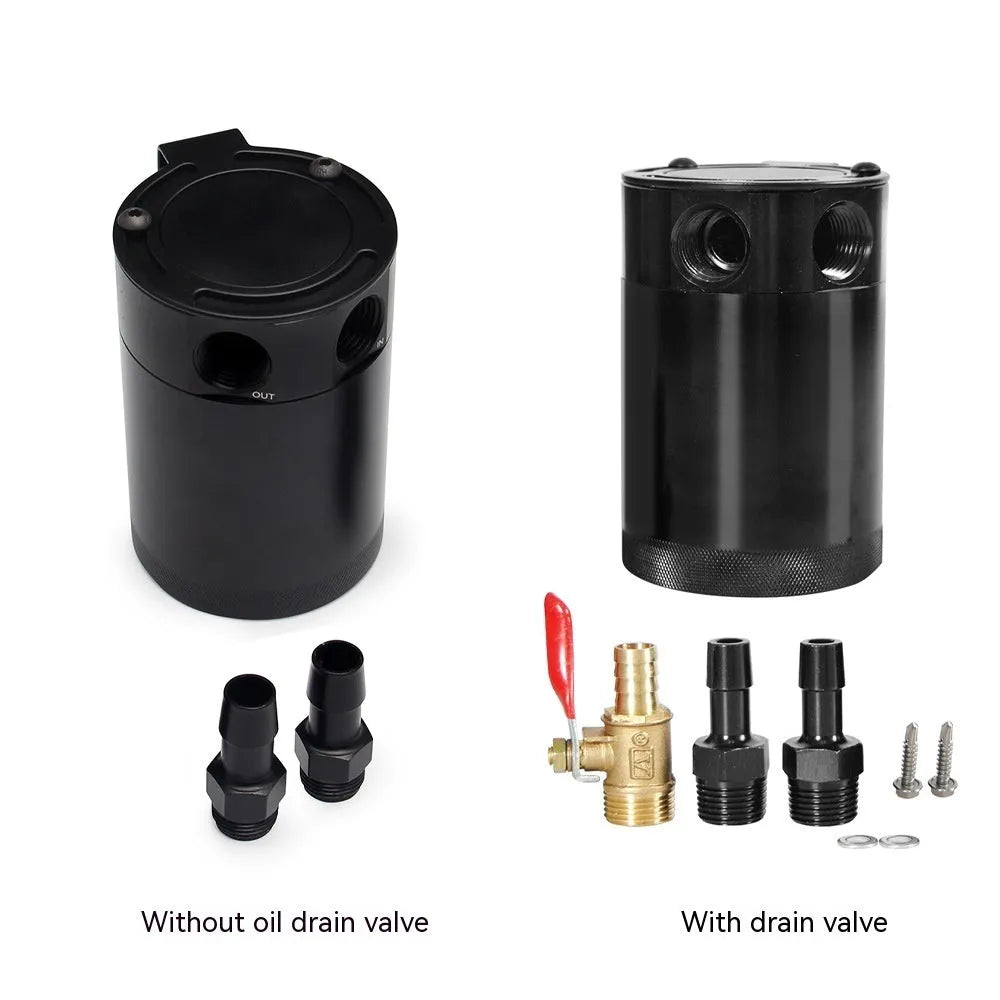 Black aluminium automotive two-hole breathable machine oil pot with connectors