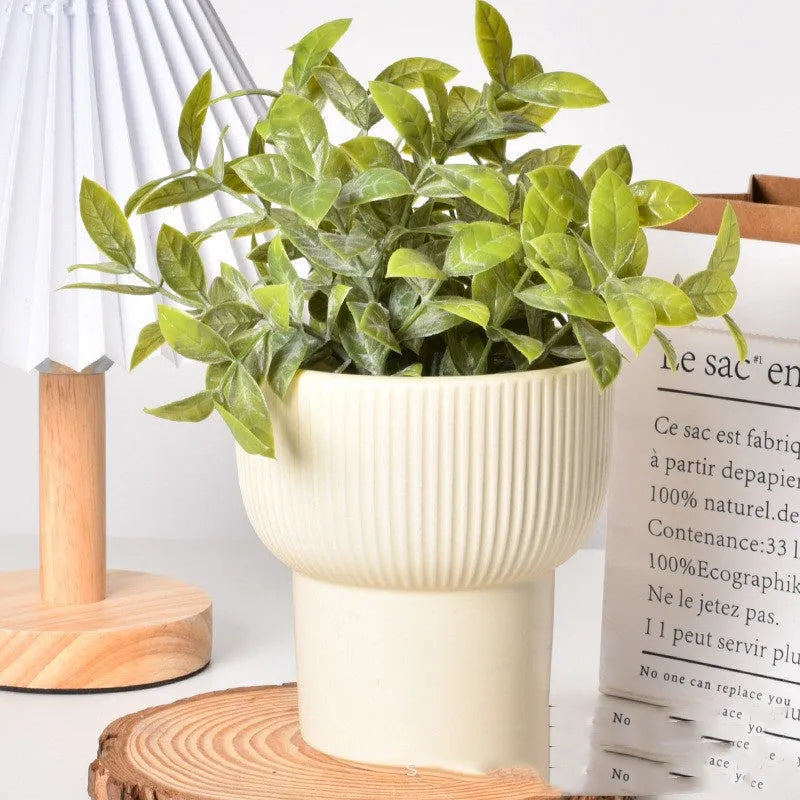 Roman column matte yellow ceramics flowerpot for home decoration with breathable plant care features