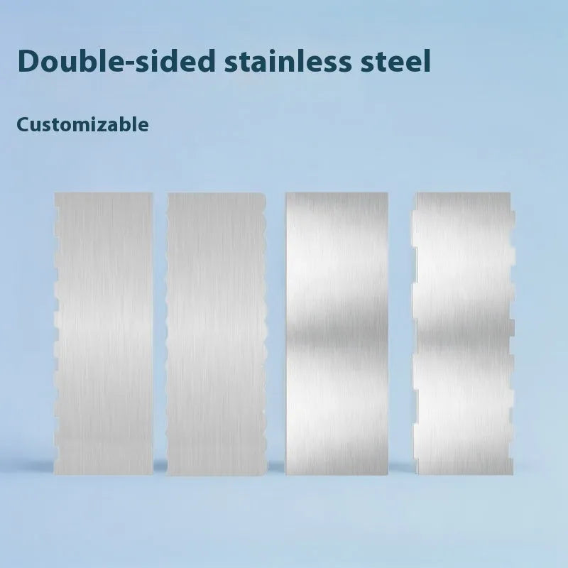 Stainless steel cake cream scraper with polygon pattern designs for textured icing decoration