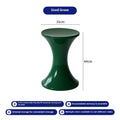 A plastic hourglass-shaped stool for changing shoes, shown in one of five available colours.