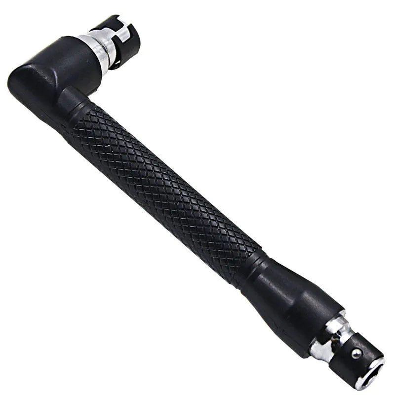 L-shaped double-headed socket wrench with 10 steel drill bits for confined space repairs