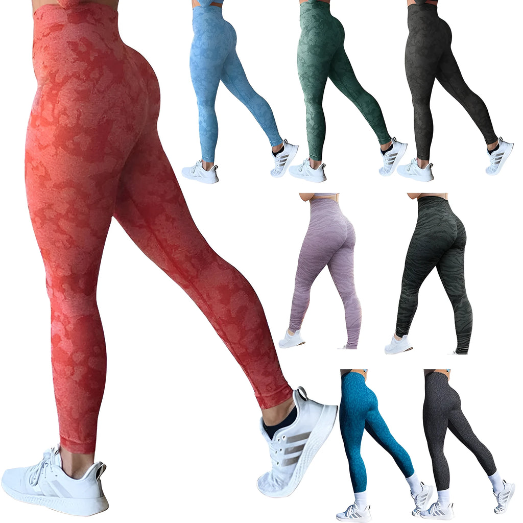 Women's push up booty leggings in camouflage pattern for gym workouts and yoga