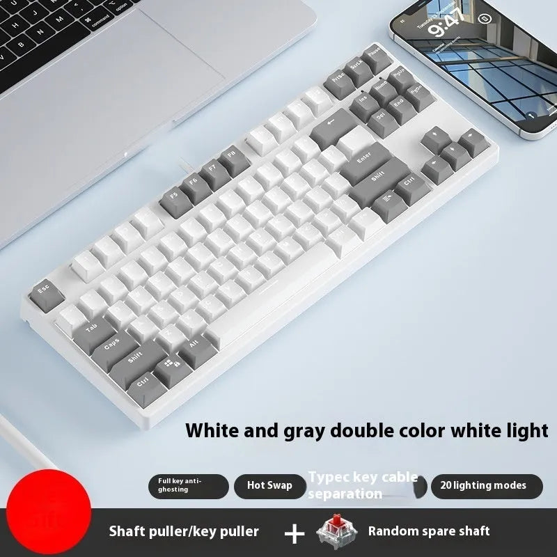 87 key wired mechanical gaming keyboard with two-colour keycaps and metal construction