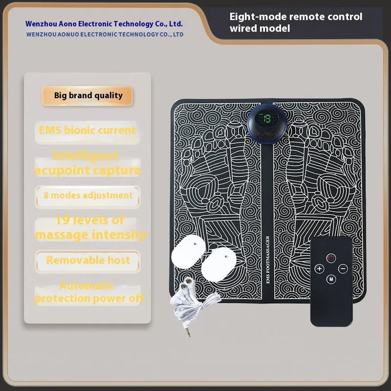USB rechargeable reflexology foot massager mat with remote control and orange foot pad