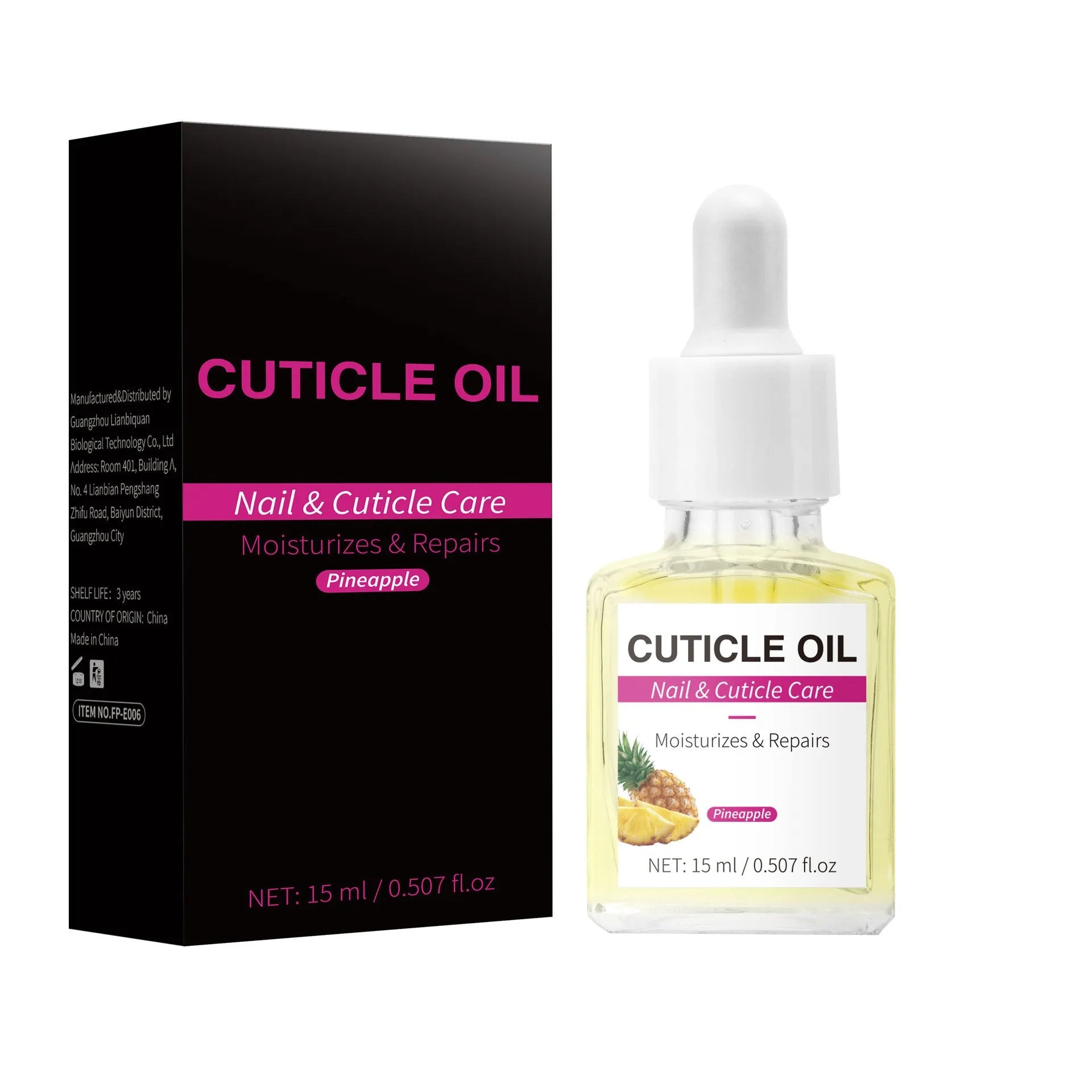 15ml nail cuticle oil bottle with brush applicator for nail moisturising treatment