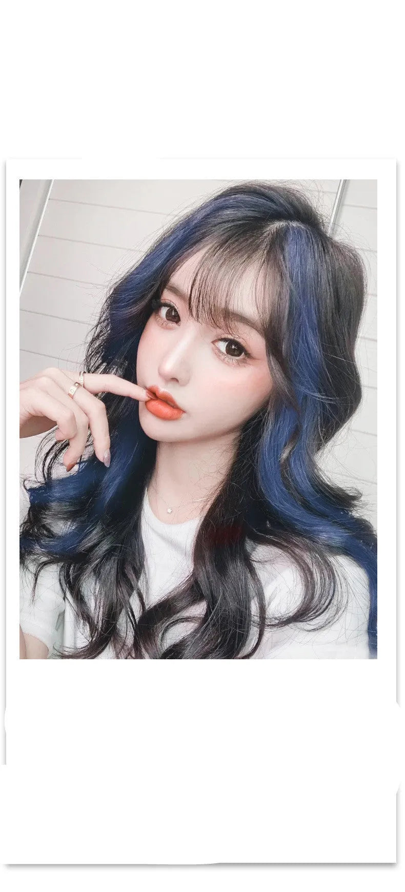 Long curly synthetic hair wig patch showing gradient colour transition in 60cm length
