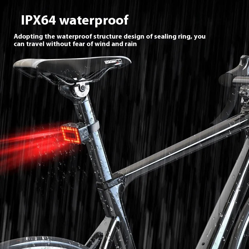 Radar detection bicycle taillight with double bracket mount showing dimensions 59.0×39.5×28.5mm