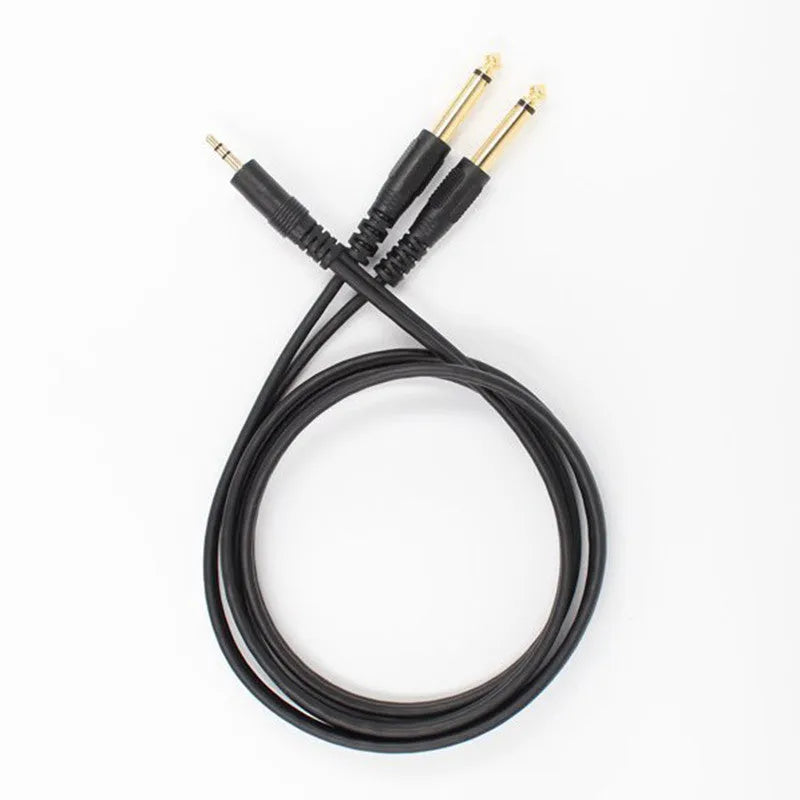 3.5mm to 6.5mm male-to-male stereo audio cable with gold-plated connectors