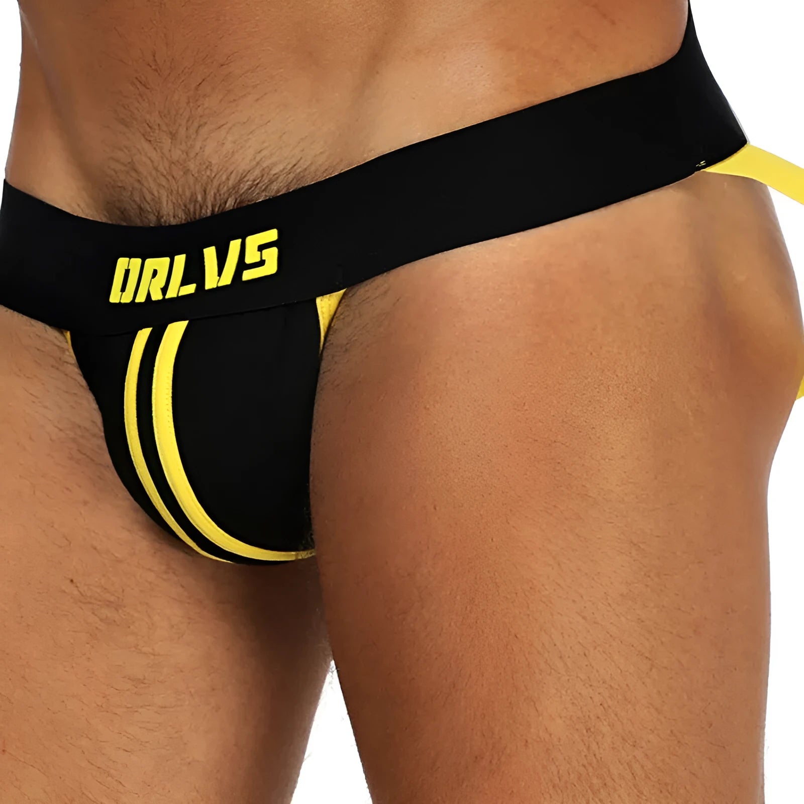 Men's low rise cotton thong double belt backless solid colour yellow blue red white