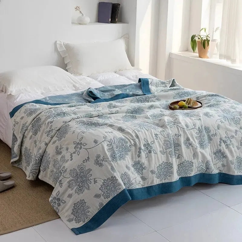 Pure cotton five-layer gauze bed sheet blanket in modern simple style