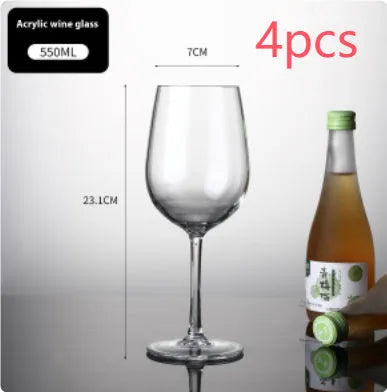 Clear acrylic wine bottle tumbler for party catering, available in 300ml and 550ml sizes.