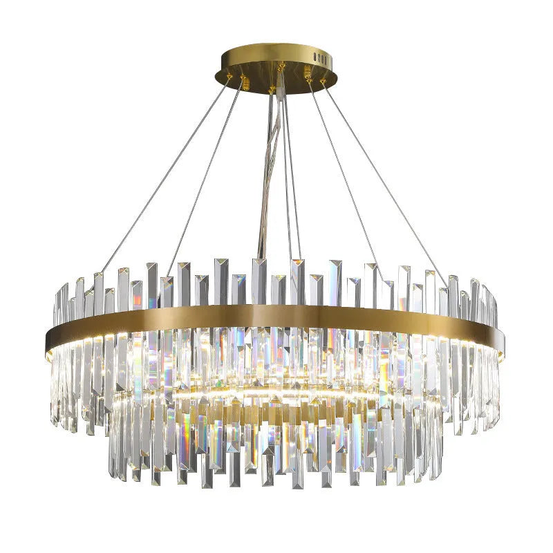 Adjustable height stainless steel LED crystal chandelier with multi-head fish-shaped design
