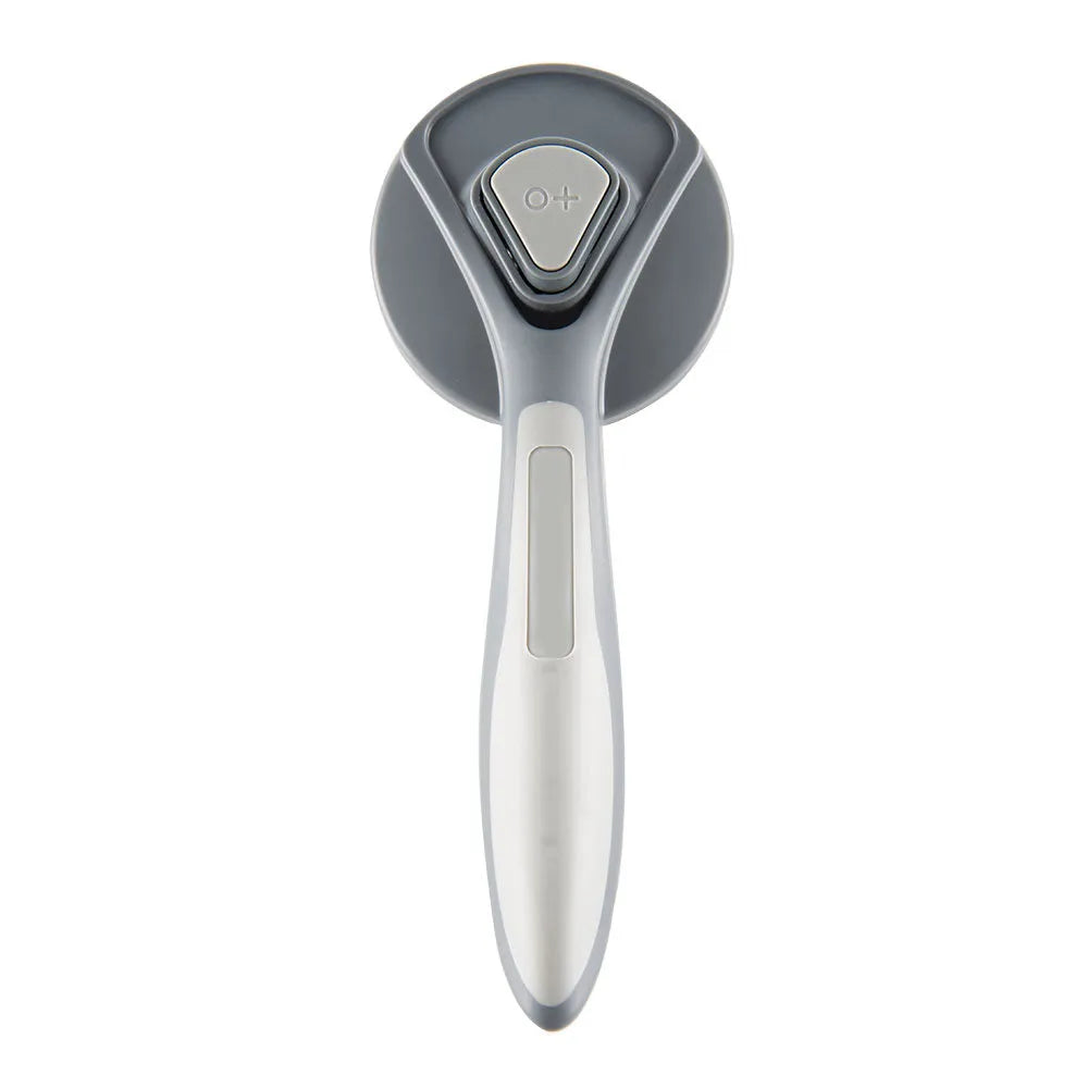 Self-cleaning pet slicker brush with one-click button and massage-tip bristles in grey, green or pink colour options