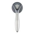 Self-cleaning pet slicker brush with one-click button and massage-tip bristles in grey, green or pink colour options