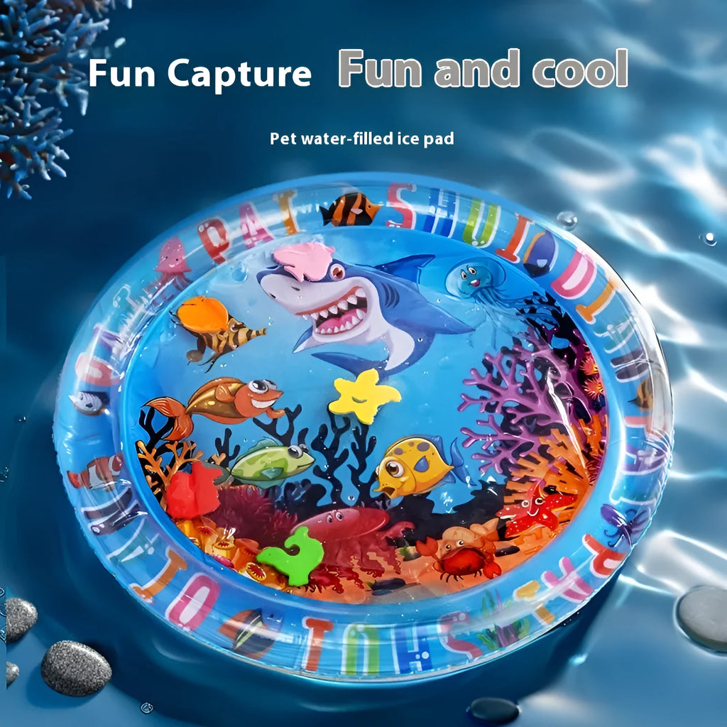 PVC inflatable pet water cooling cushion in dolphin or shark design