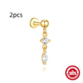 S925 sterling silver water drop earrings for flat spiral piercings with geometric design and gold electroplating