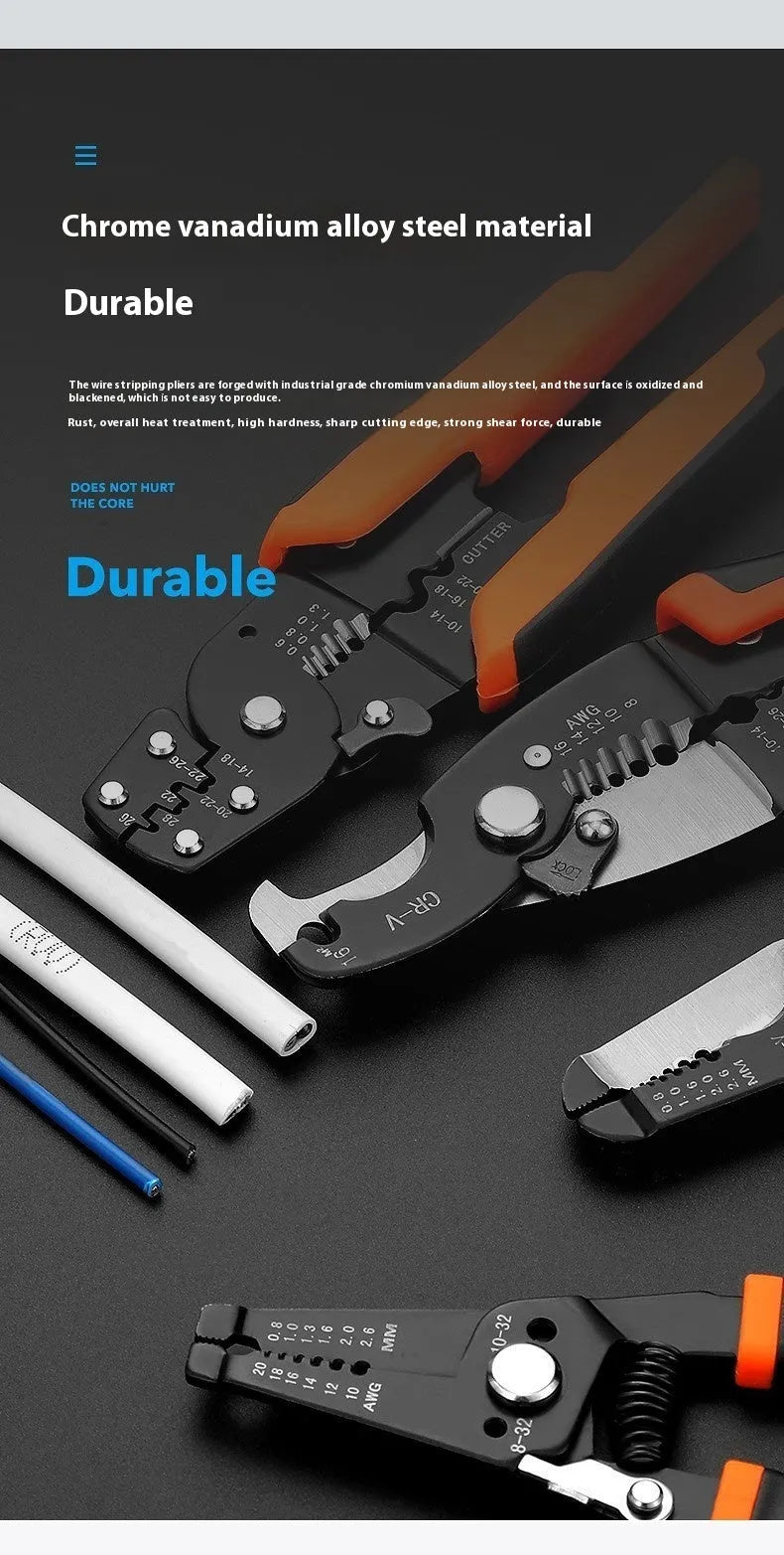 Fully automatic electrician wire stripping pliers tool with box