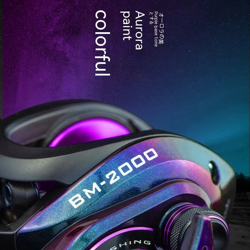 BM2000 fishing reel with magnetic brake and water drop spool in left-hand and right-hand models