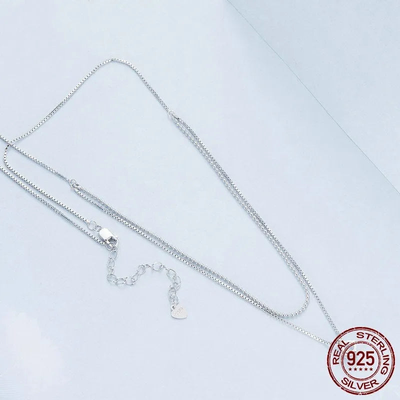 Silver double-layer necklace with S925 sterling silver chain and alloy pendant