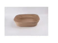 Brown disposable cat litter box showing its waterproof, degradable material and one of three available sizes.
